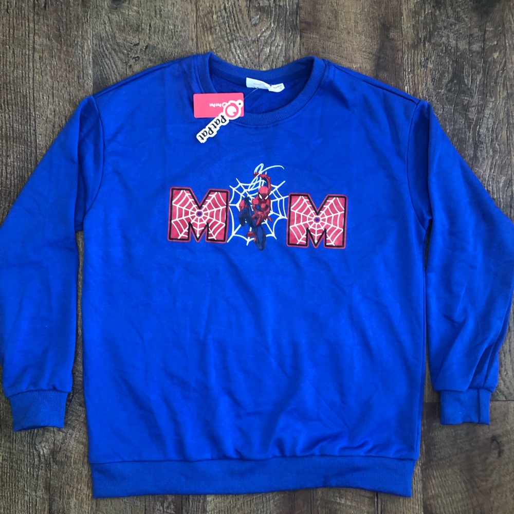 Marvel Women’s Spider-Man Mom Spiderwebs Sweatshirt Blue Small